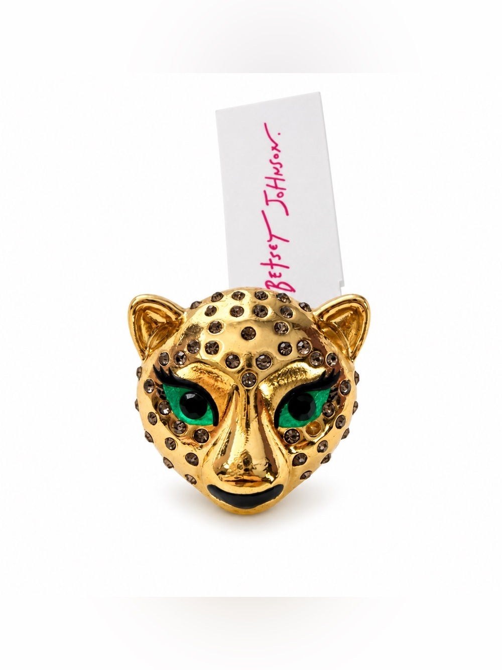 Betsey Johnson Gold-Tone Leopard Head Stretch Ring